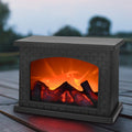 Rectangular fireplace lantern stove lamp with realistic flame effect, USB and battery-powered, perfect for indoor home decor and Christmas ornaments.