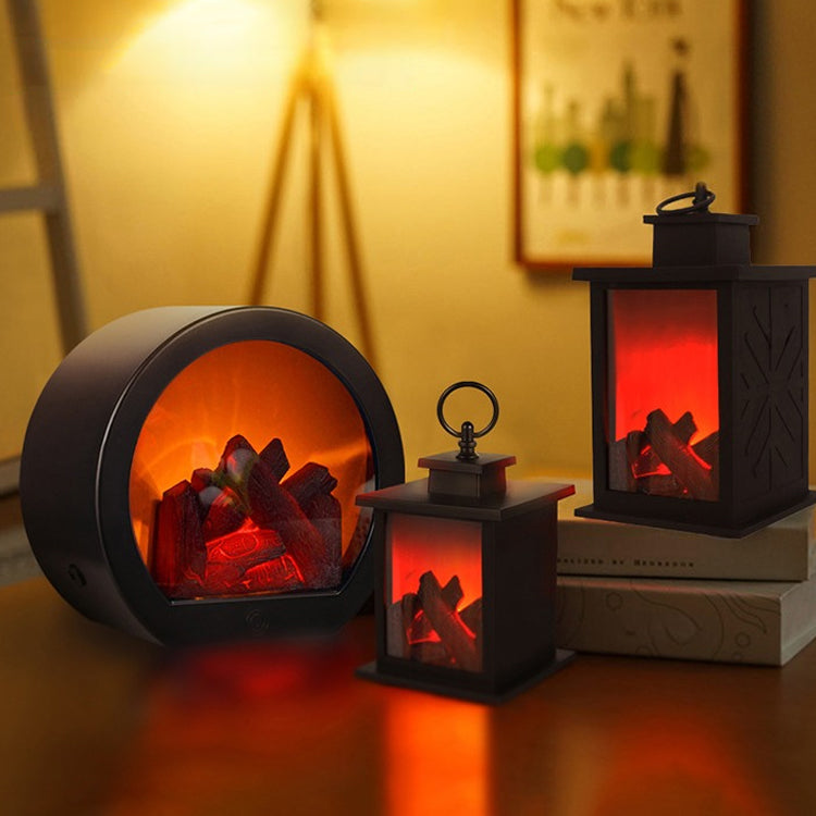 Cozy Rectangle Flame Effect Lantern | Realistic Fireplace-Style LED Lamp for Home Decor