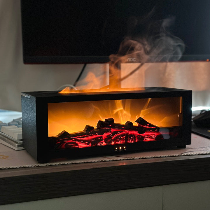 Flame Effect Aroma Humidifier with Fireplace Design