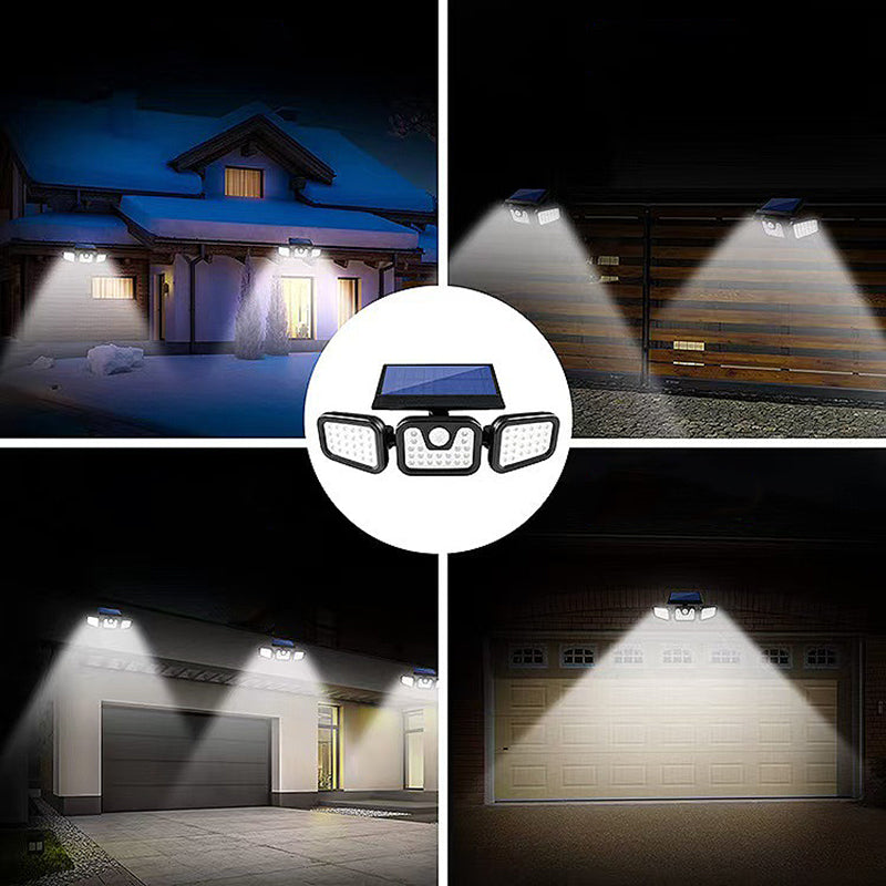 Solar Powered Motion Sensor Triple Wall Light | IP65 Waterproof | RGB LED | Energy Efficient | Ideal for Garden, Yard, Patio, and Outdoor Spaces