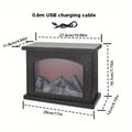 Rectangular fireplace lantern stove lamp with realistic flame effect, USB and battery-powered, perfect for indoor home decor and Christmas ornaments.