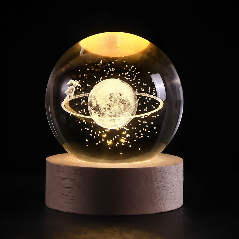 3D Engraved Celestial LED Crystal Ball Night Light - Galaxy and Universe Lamp for Home Décor & Gifts