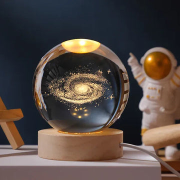 3D Engraved Celestial LED Crystal Ball Night Light - Galaxy and Universe Lamp for Home Décor & Gifts